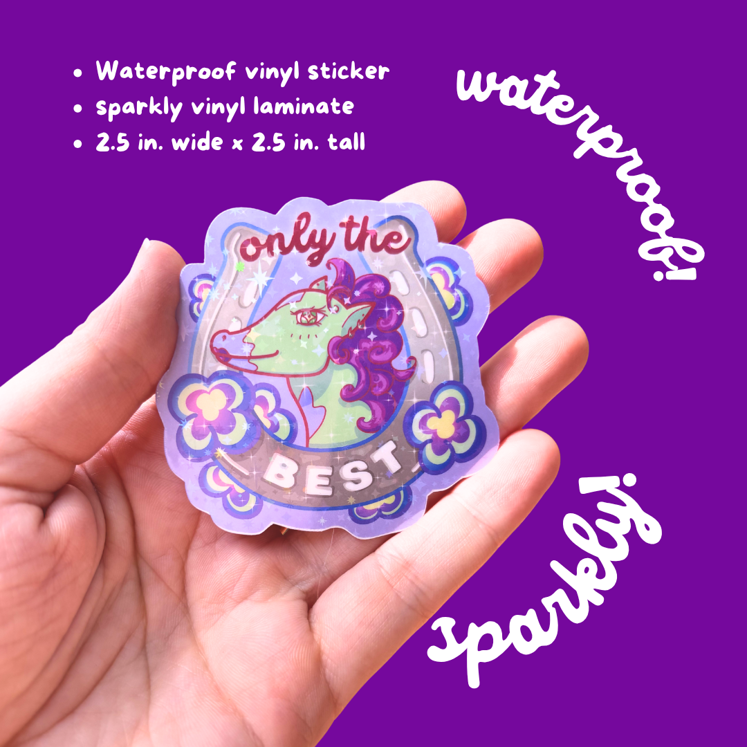Cute horsegirl waterproof glitter sticker