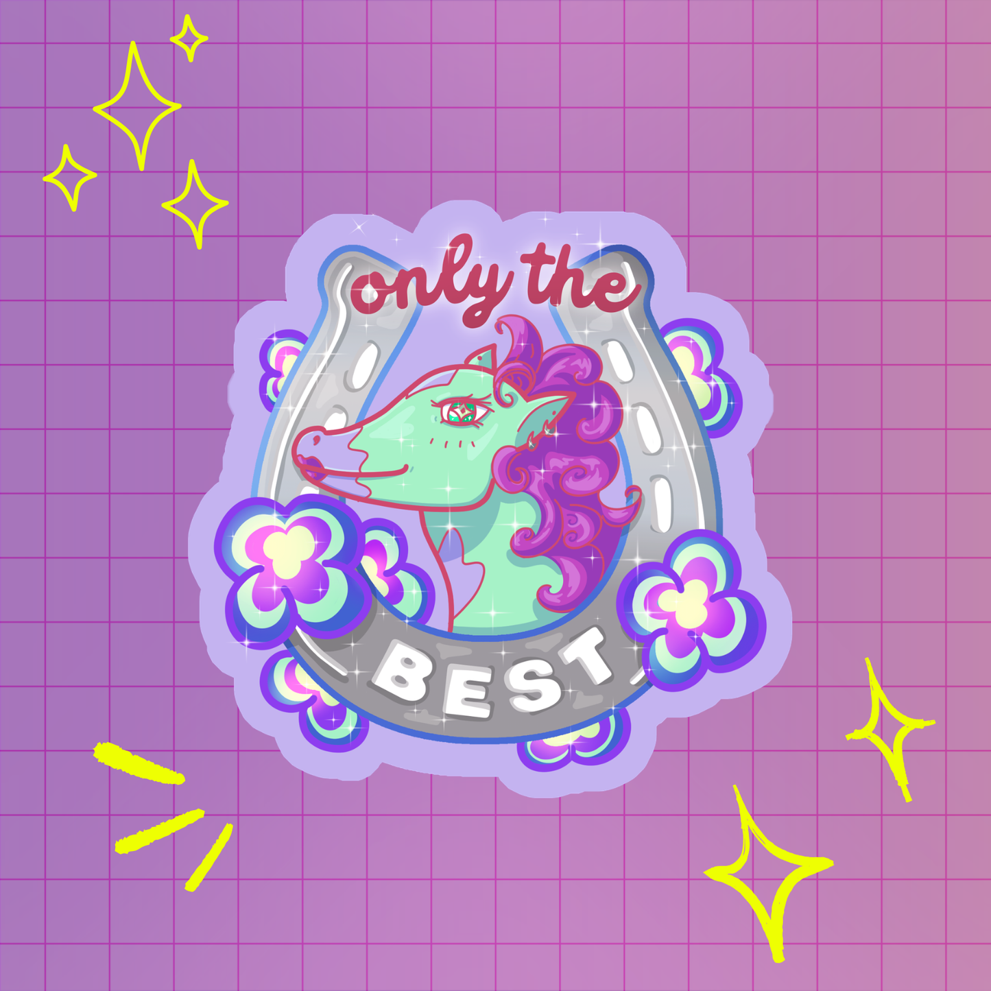 Cute horsegirl waterproof glitter sticker