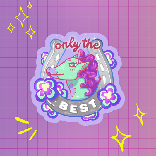 Cute horsegirl waterproof glitter sticker